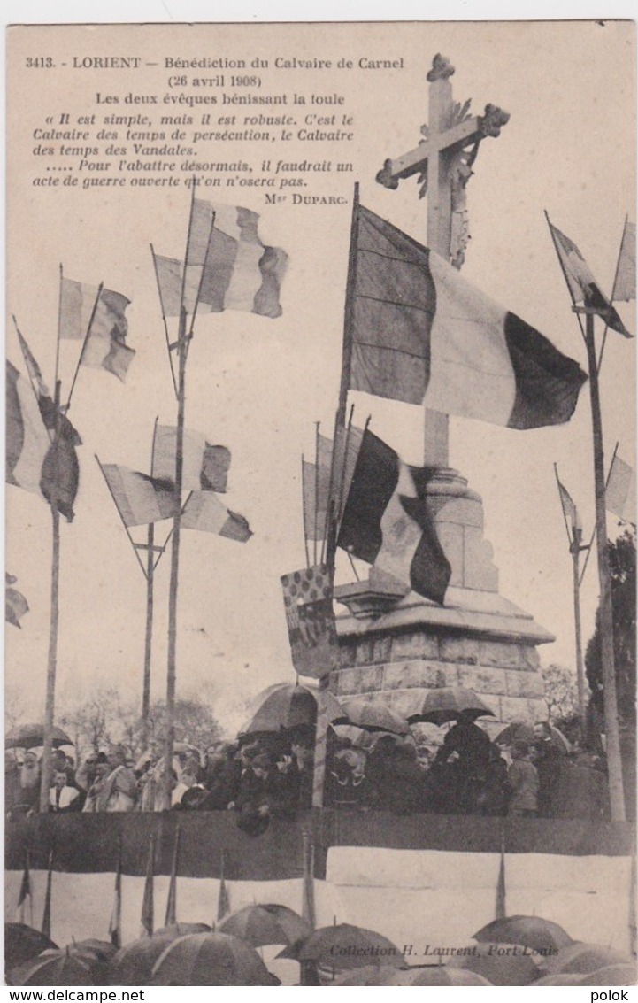 Bv - Cpa LORIENT  - Bénédiction Du Calvaire De Carnel (26 Avril 1908) - Les Deux évêques Bénissant La Foule - Lorient