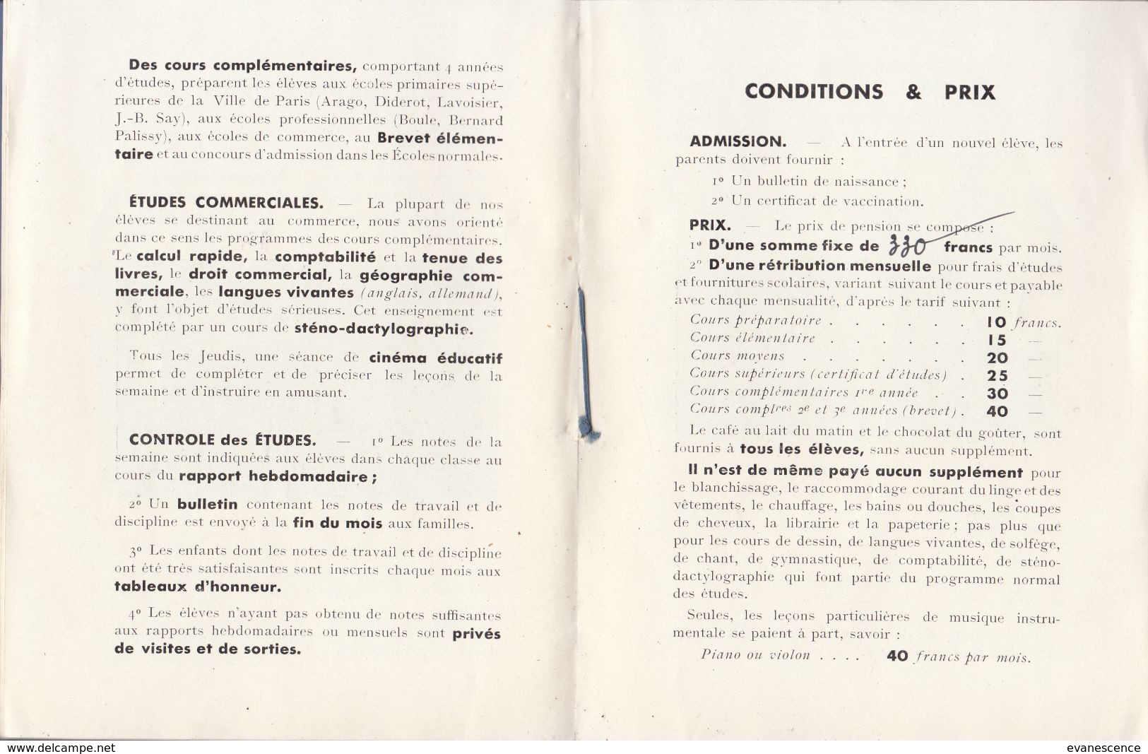 Montlhéry : Institution De Jeunes Gens Resve Et Gros   , Petit Livret De 20 Pages    ///  Ref.  Juillet 20 - Montlhery