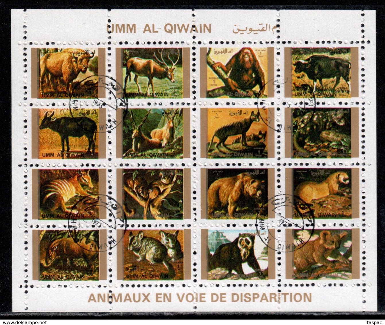 Umm Al-Qiwain 1972 Mi# 1546-1561 A Zd-Bogen (4 X 4) Used - Small Format - Animals - Umm Al-Qiwain