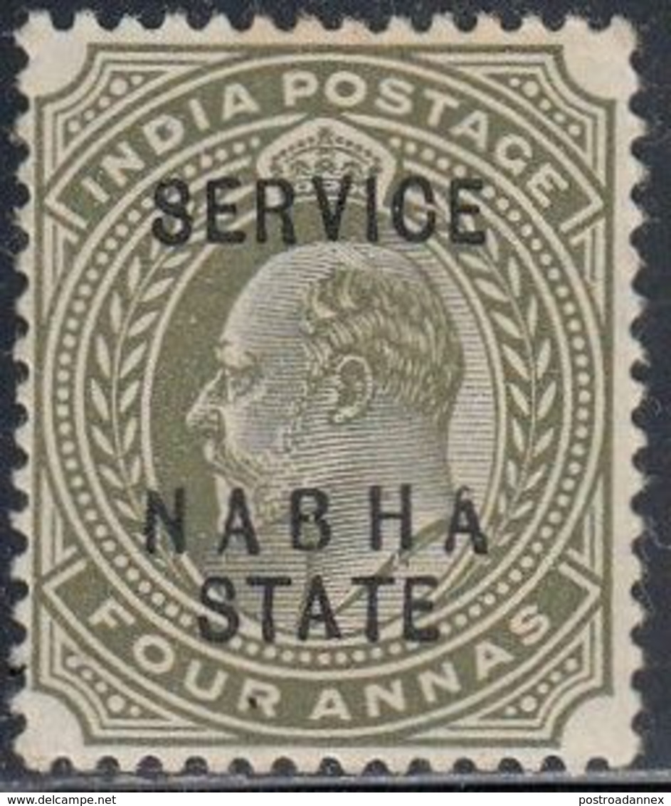 Nabha, Scott #O20, Mint No Gum, King Edward VII Overprinted, Issued 1903 - Nabha