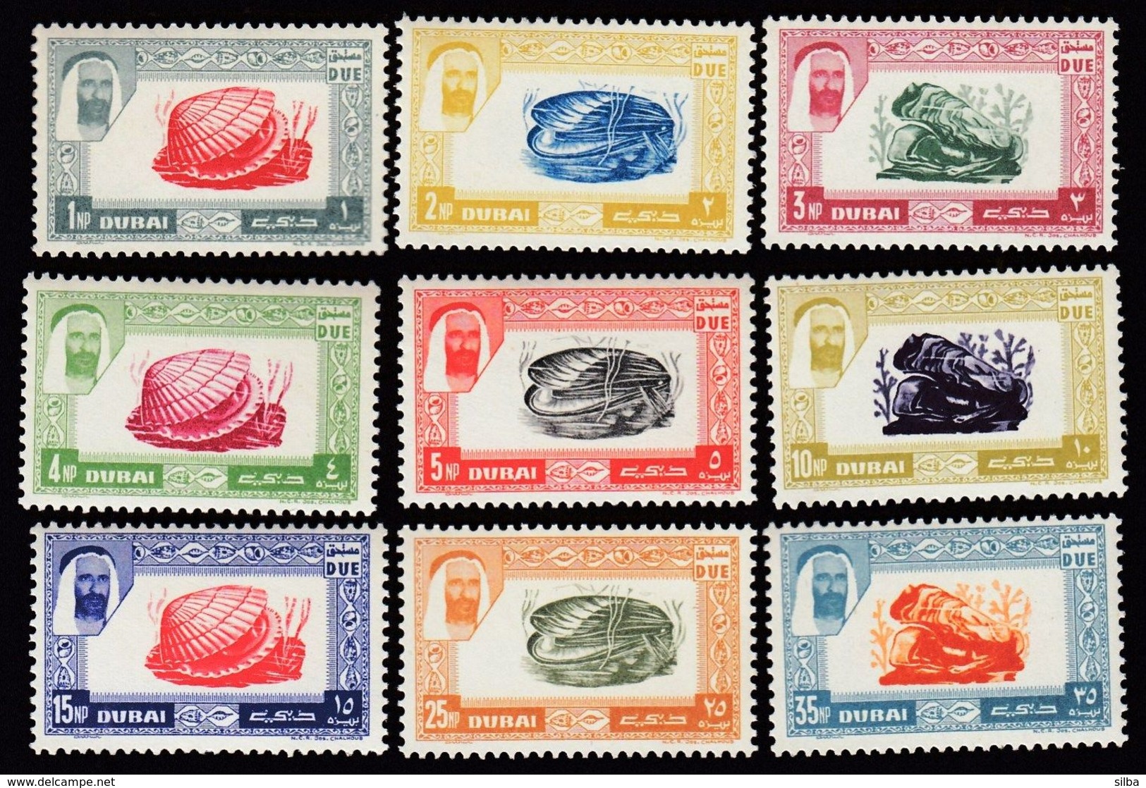 Dubai 1963 / Marine Life Shells / MNH Mi 1-9 A Porto - Coneshells