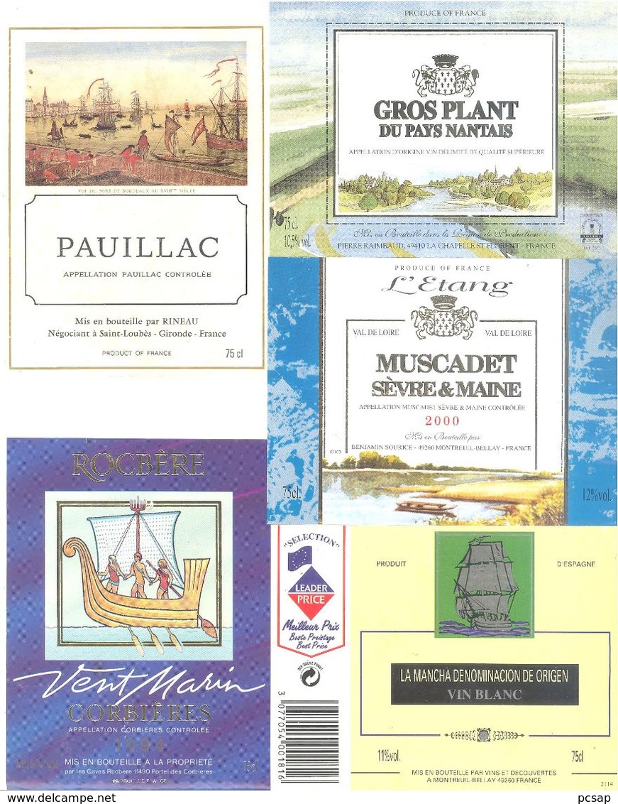 Lot De 10 étiquettes De Vin (thème "bateaux") - Sailboats & Sailing Vessels