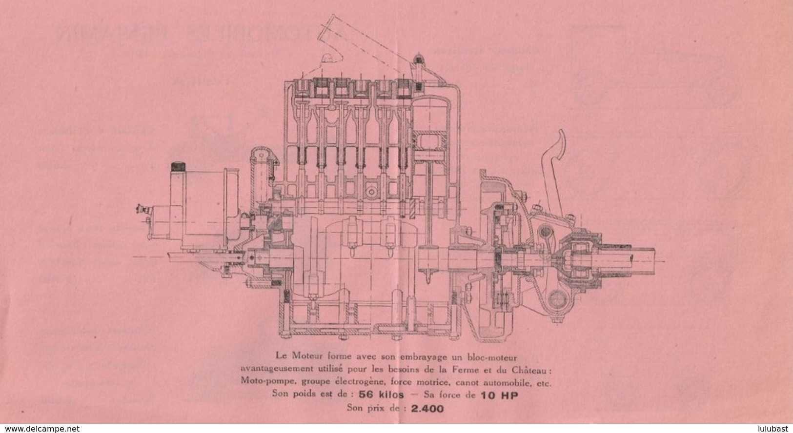 Tryptique Publicitaire Pour L'automobile BENJAMIN, Usine D'Asnières. + Tarifs Et Croquis Du Bloc-moteur. (TTB) - KFZ