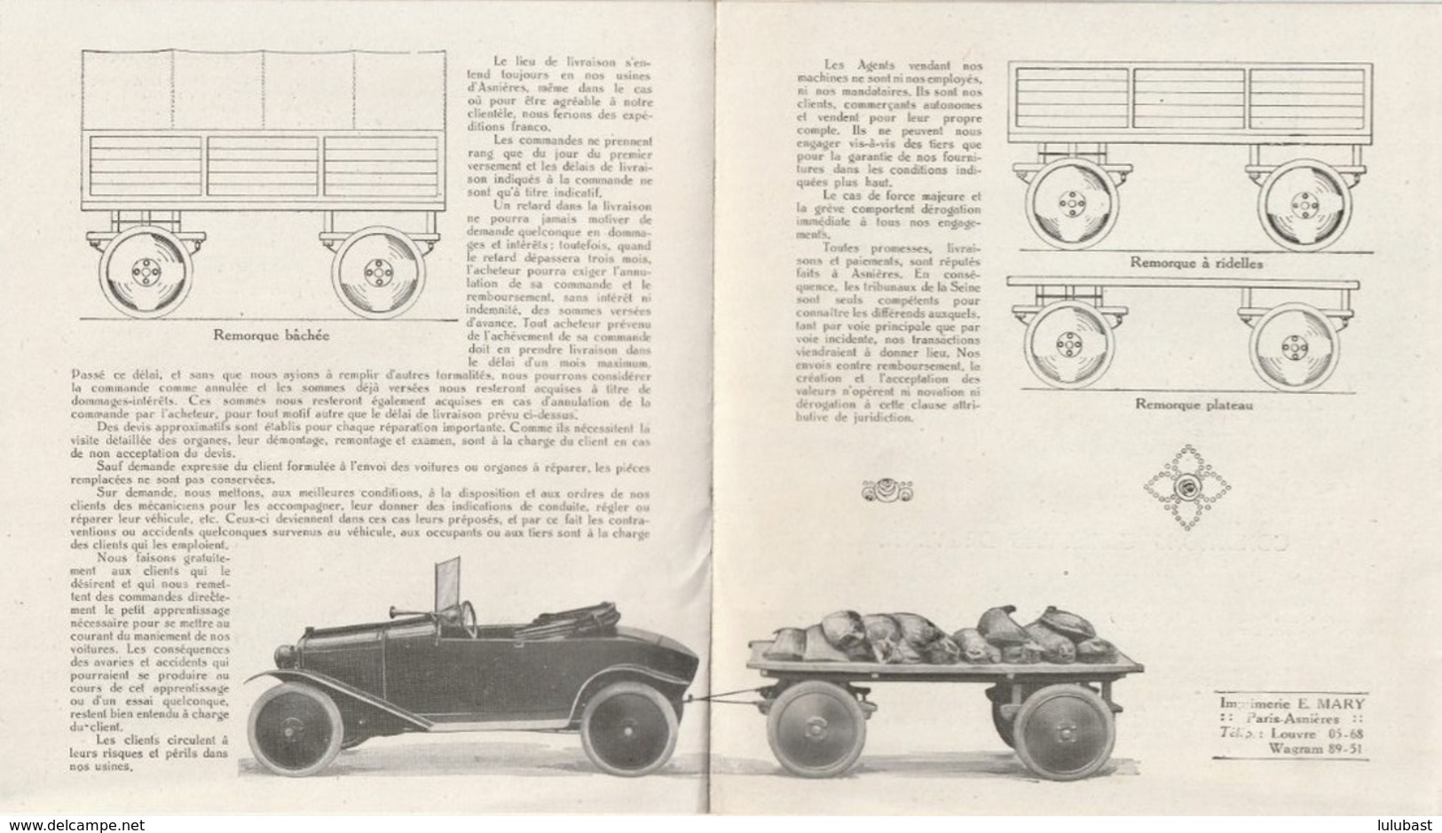 Tryptique Publicitaire Pour L'automobile BENJAMIN, Usine D'Asnières. + Tarifs Et Croquis Du Bloc-moteur. (TTB) - KFZ