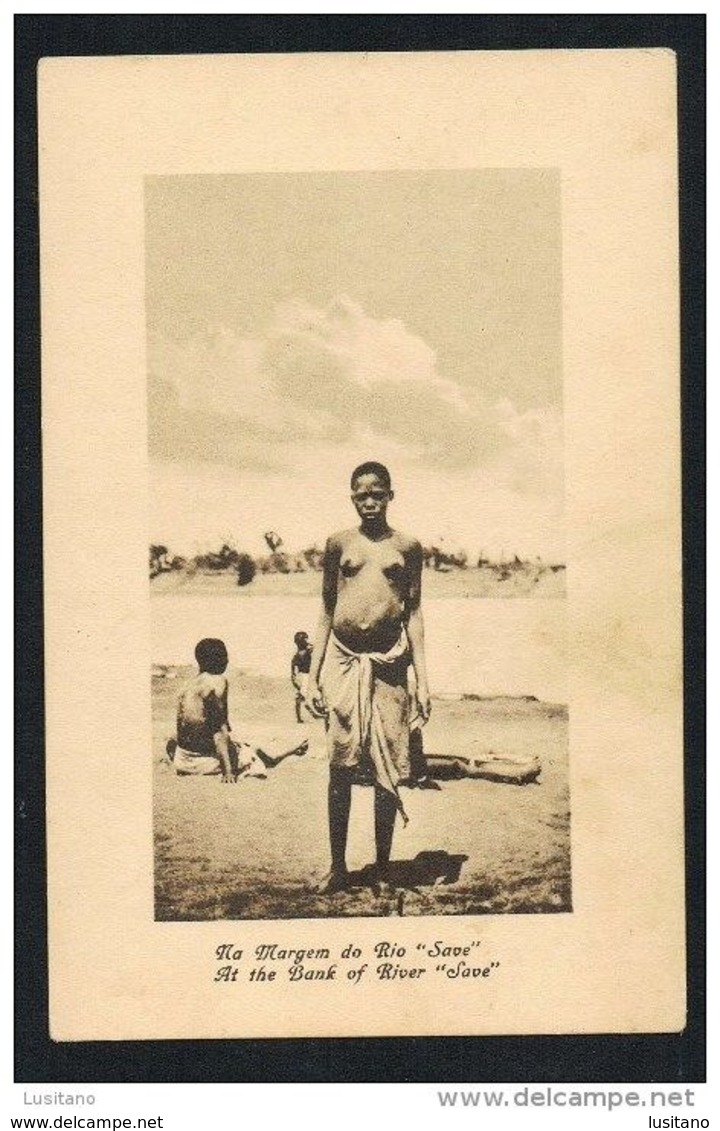 MOÇAMBIQUE BLACK NUDE WOMAN SEINS NUS PUBLICIDADE COLONIAL AFRICA ILUSTRADA Margem Rio Save - Mozambique