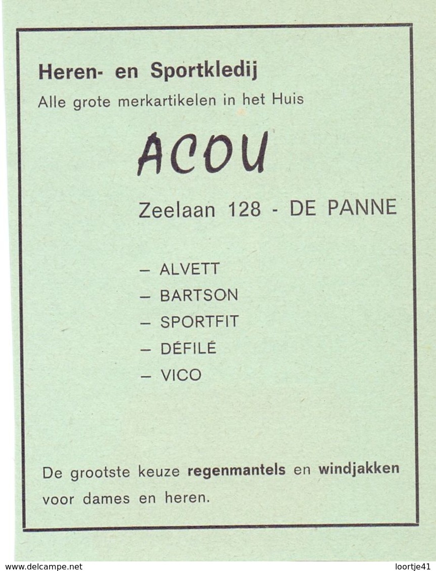 Orig. Knipsel Coupure Tijdschrift Magazine - Pub Reclame - Kledij Heren - Acou  - De Panne - 1969 - Publicités