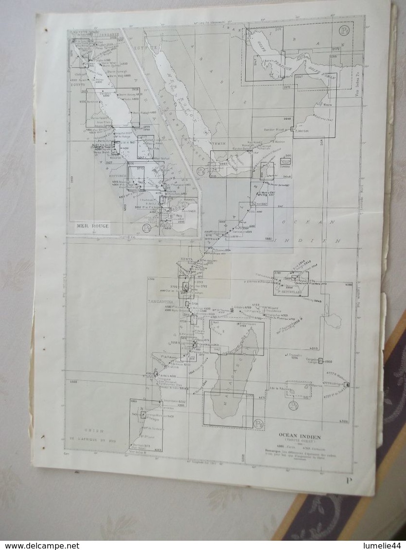 ANCIEN CARTE PLAN MARINE NATIONALE MAP COTE MER ROUGE OCEAN INDIEN MADAGASCARE IRAN IRAK SEYCHELLES - Seekarten