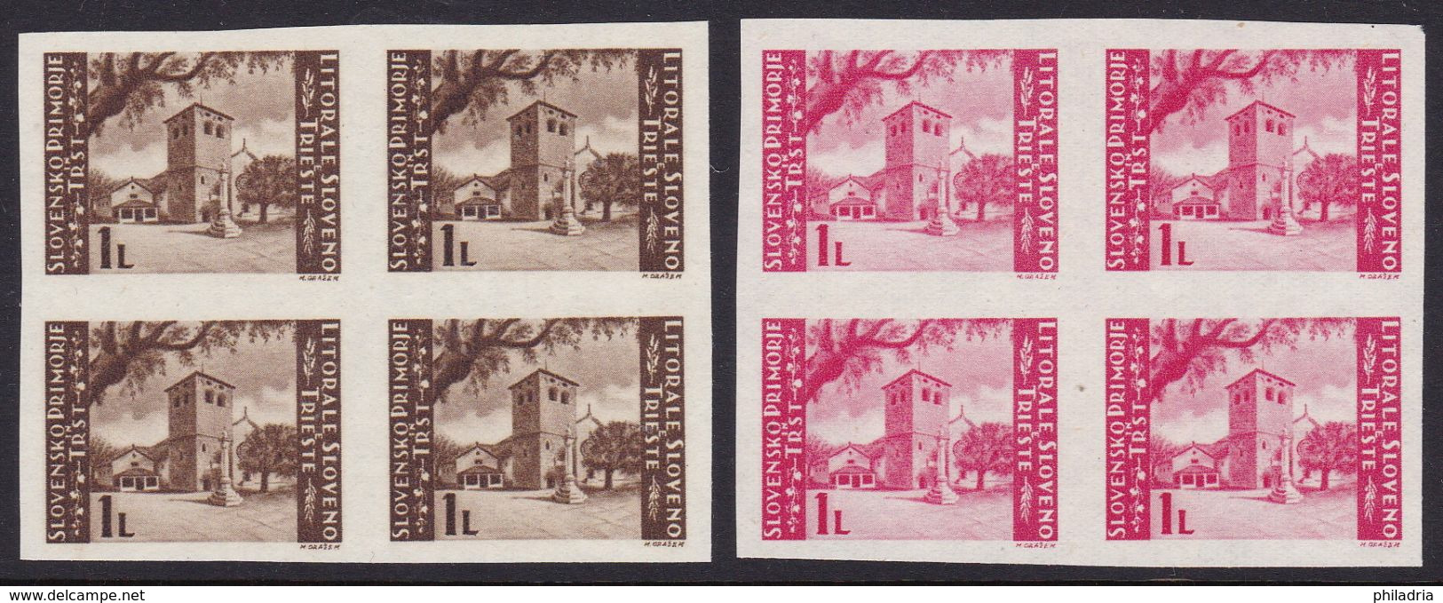 San Giusto, Triest, Slovenian Littoral, 1945, MNH Block Of Four, Good Quality - Jugoslawische Bes.: Triest