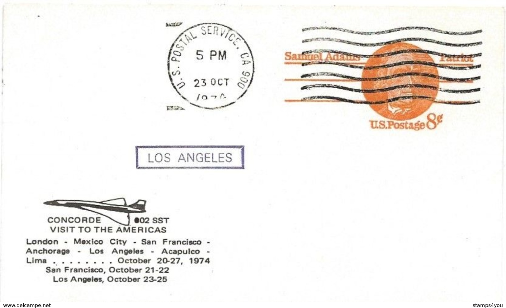 246 - 63 - Entier Postal "Concorde Visit To The Americas - Los Angeles 1974" - Concorde