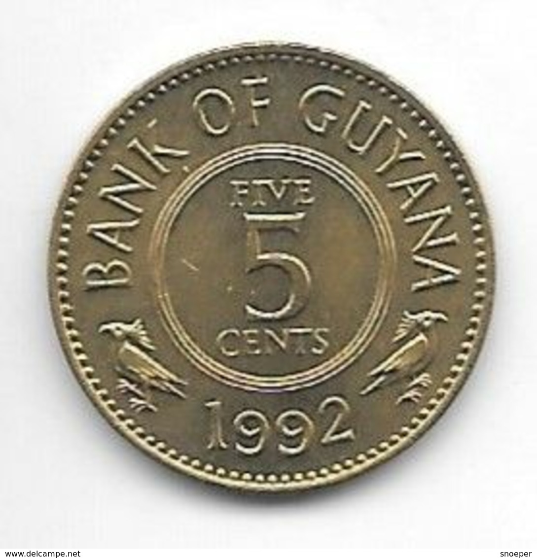 *guyana 5 Cents 1992 Km 32 Bu/ms65 - Guyana