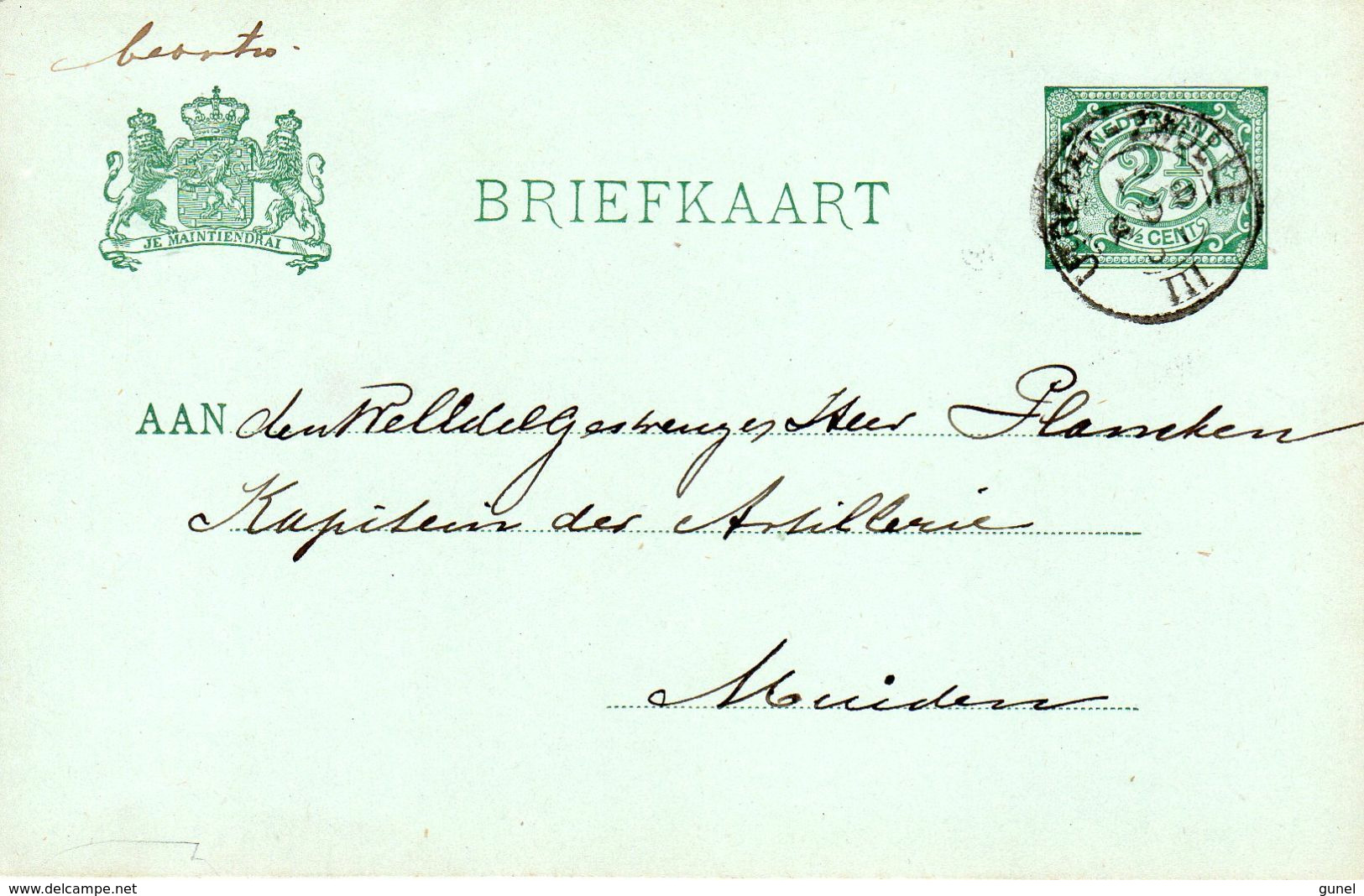 18 AUG 01  Kleinrond UTRECHT-ZWOLLE III Op Bk Van L(egerplaats) B(ij) O(ldebroek) Naar Muiden - Postal History