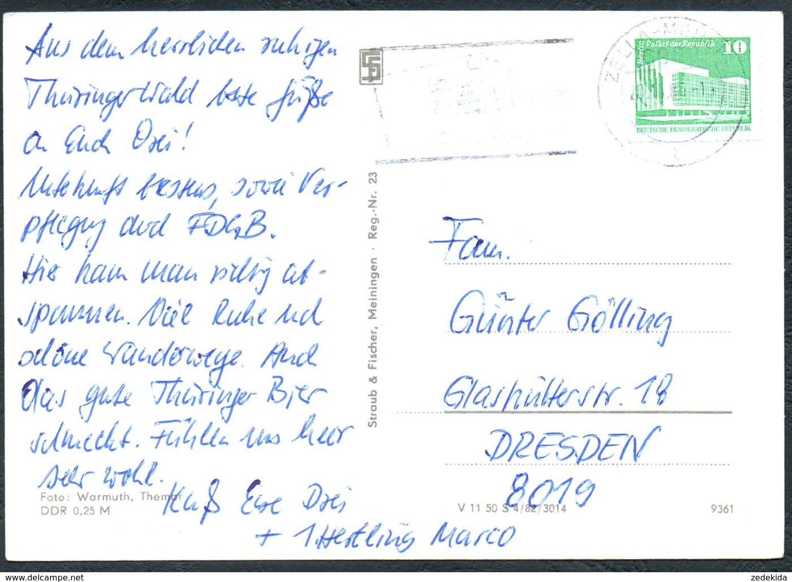 D8407 - Schleusingerneundorf Schleusingen Engertal Konsum Gaststätte Innenansicht - Straub & Fischer - Schleusingen