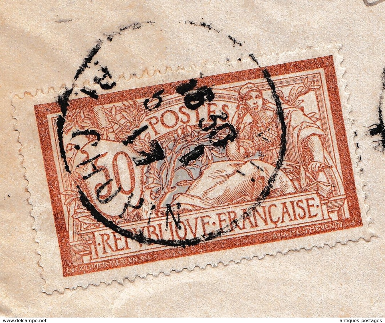 Lettre Recommandée 1901 Paris Timbre Merson 50 Centimes
