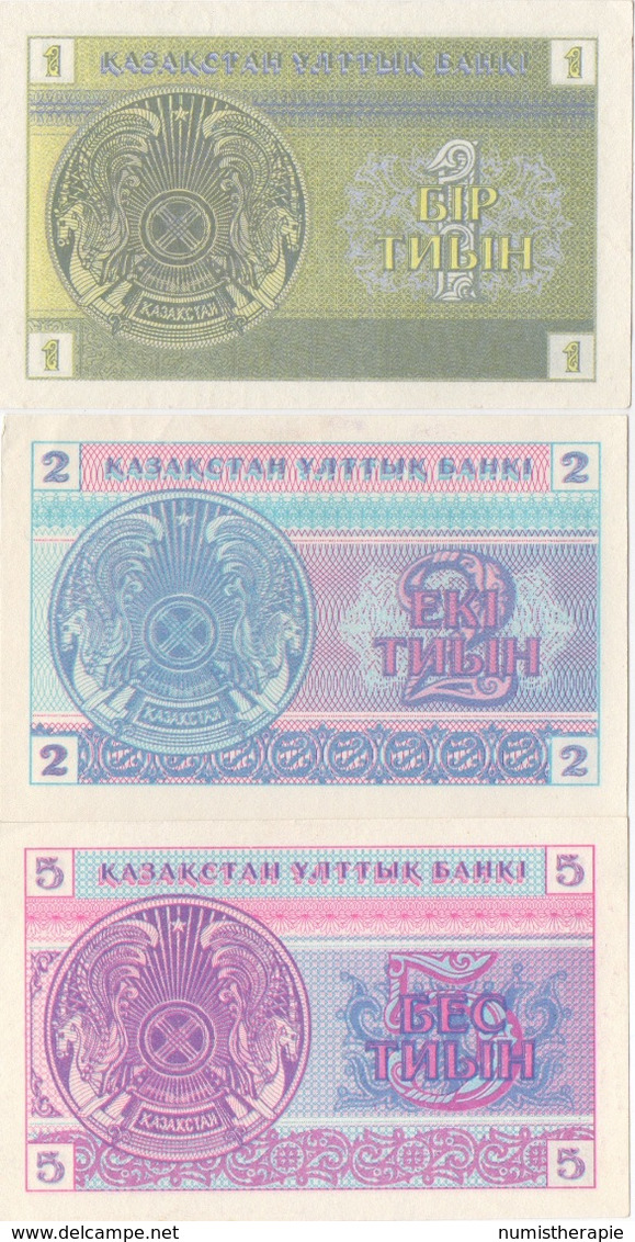 Kazakhstan : Lot De 3 Petits Billets : 1-2-5 Tyin 1993 UNC - Kazakhstan