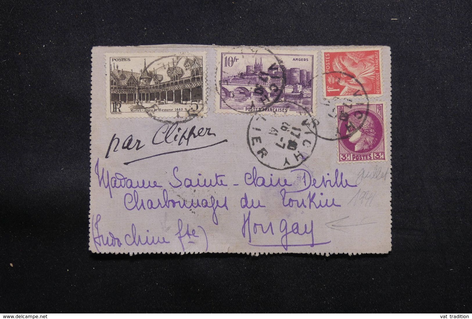 FRANCE - Carte Lettre De Vichy Pour Mongay ( Indochine ) En 1941 Par Clipper - L 64917 - 1921-1960: Periodo Moderno