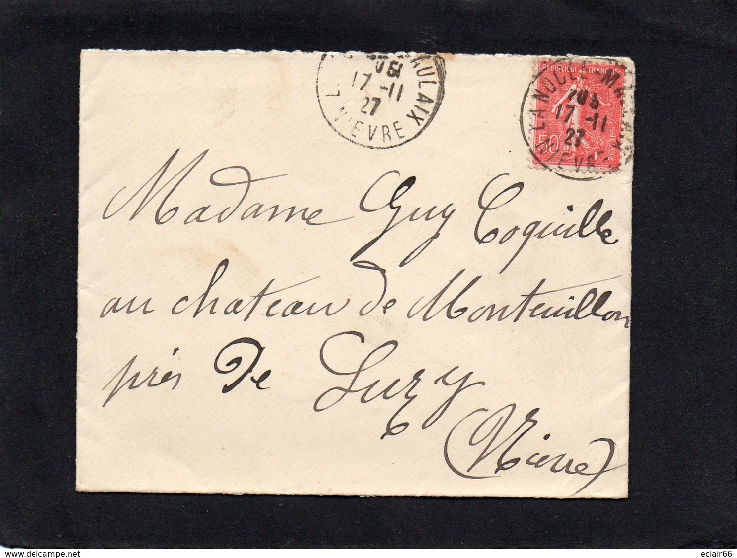 58. Luzy. Chateau De Monteuillon Un Courrier Envoyé Au Chateau (ENVELOPPE VIDE   Des Année  1927 état Impeccable - Zonder Classificatie