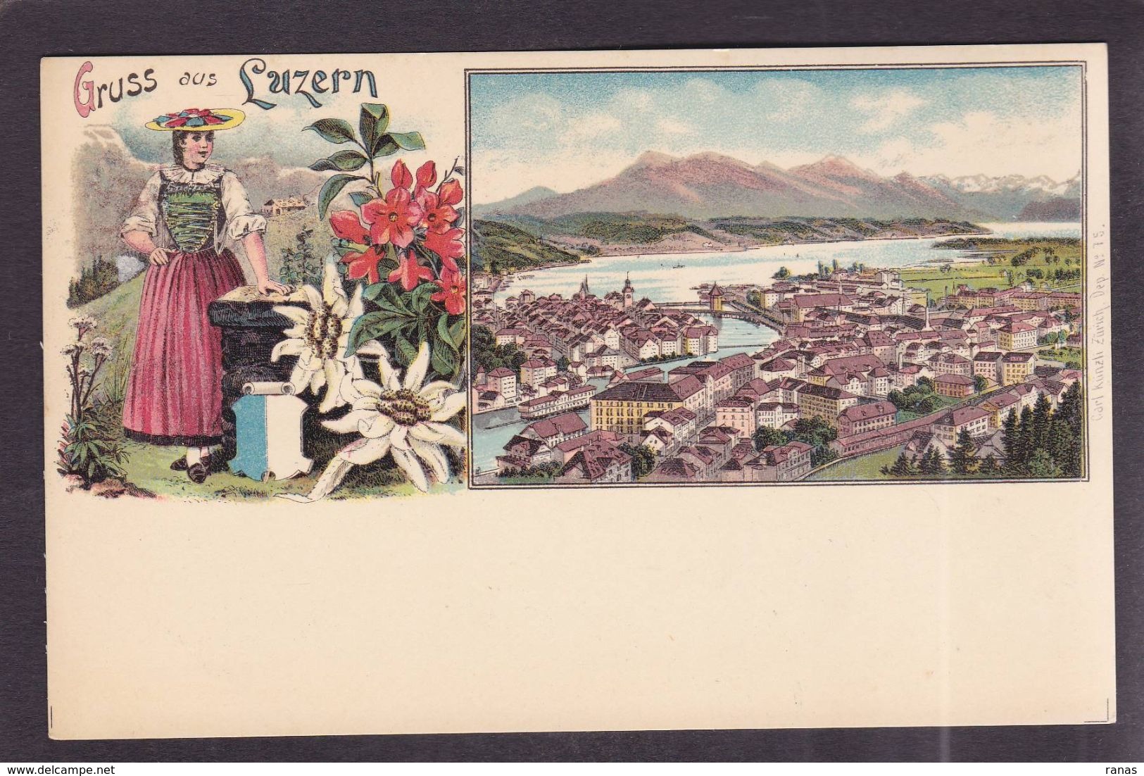 CPA Suisse Helvétia Schweiz Svizzera Non Circulé Litho Gruss Luzern - Lucerne