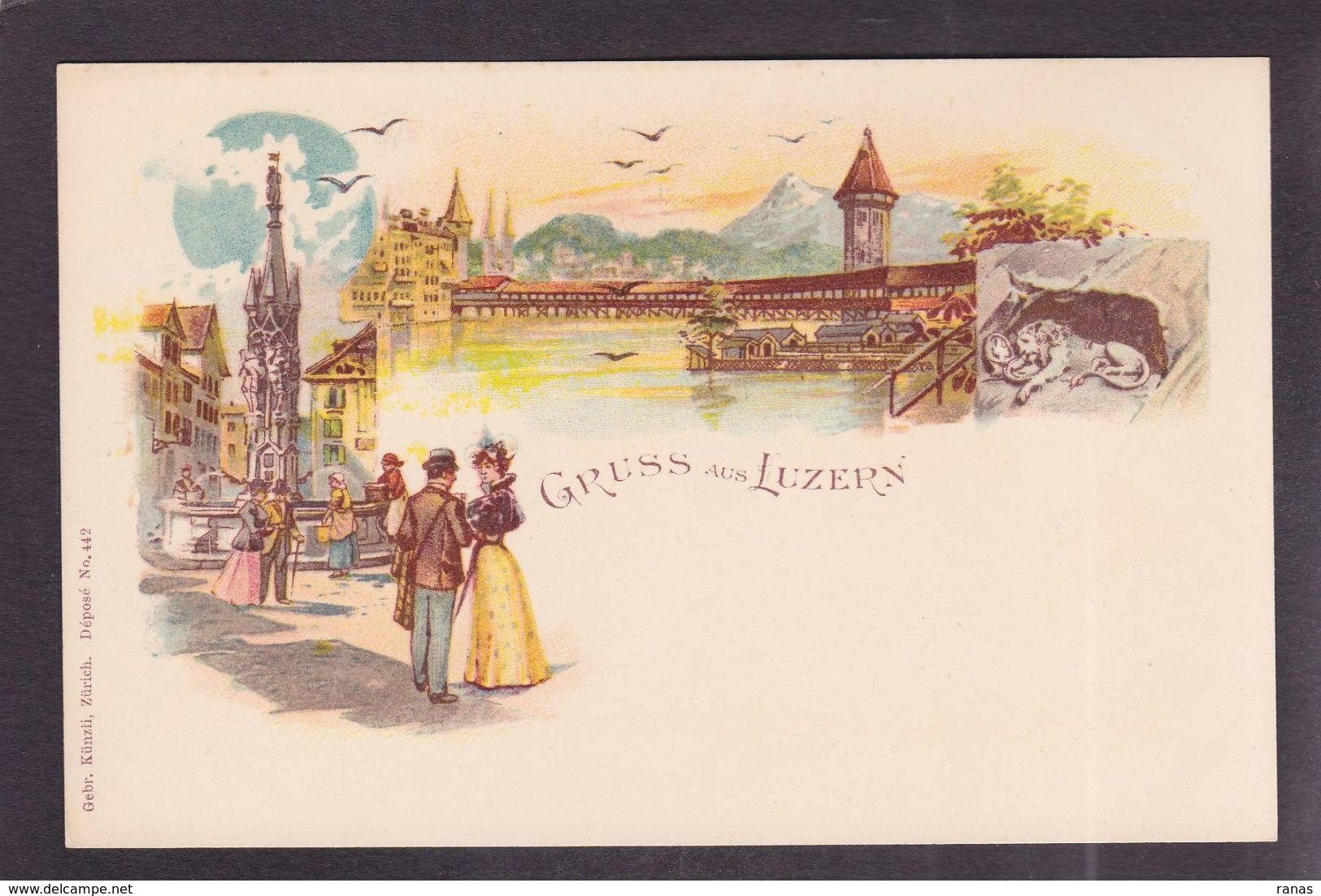 CPA Suisse Helvétia Schweiz Svizzera Non Circulé Litho Gruss Luzern - Lucerne