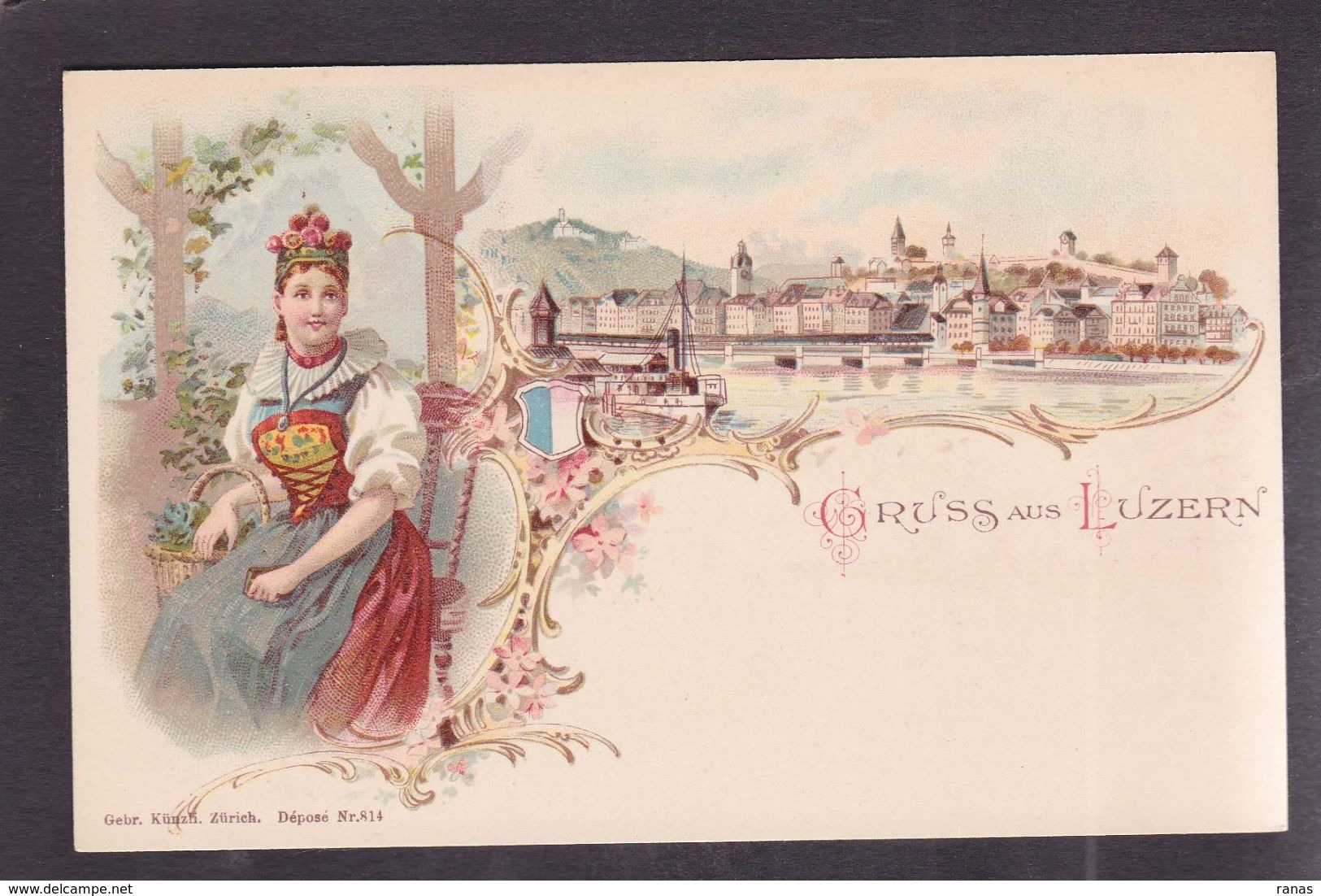 CPA Suisse Helvétia Schweiz Svizzera Non Circulé Litho Gruss Luzern - Lucerne