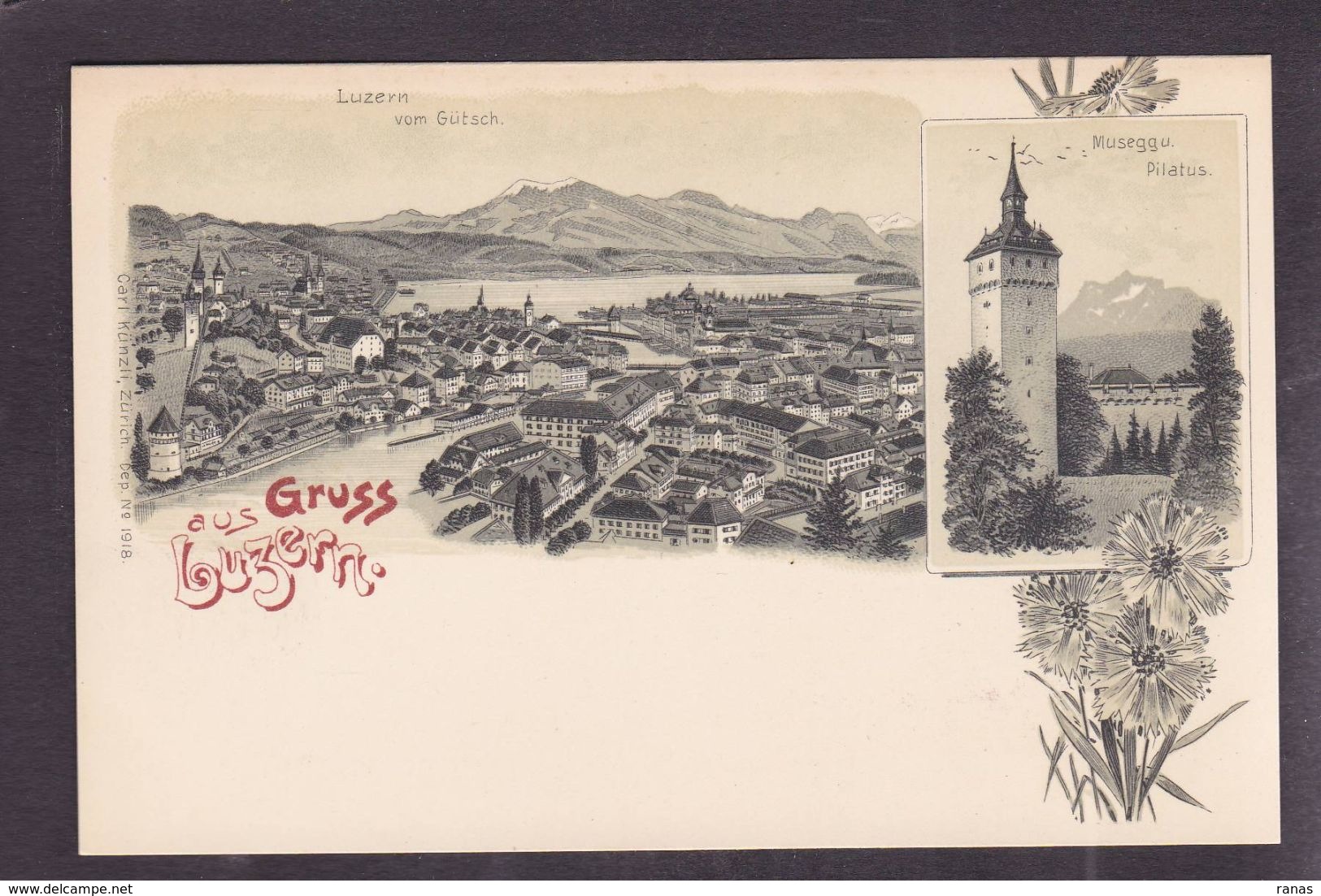 CPA Suisse Helvétia Schweiz Svizzera Non Circulé Litho Gruss Luzern - Lucerne