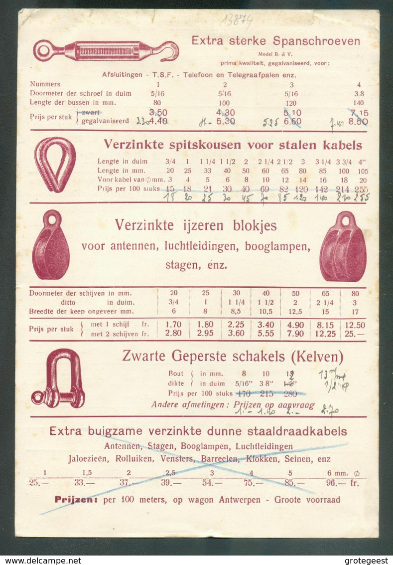 10 C. Cérès Obl. Sc ANTWERPEN 10 24-X-1934 Sur Carte Folio Publicitaire Henri GOTTBERG (articles En Fer, Métaux Pour Bat - 1932 Cérès Et Mercure