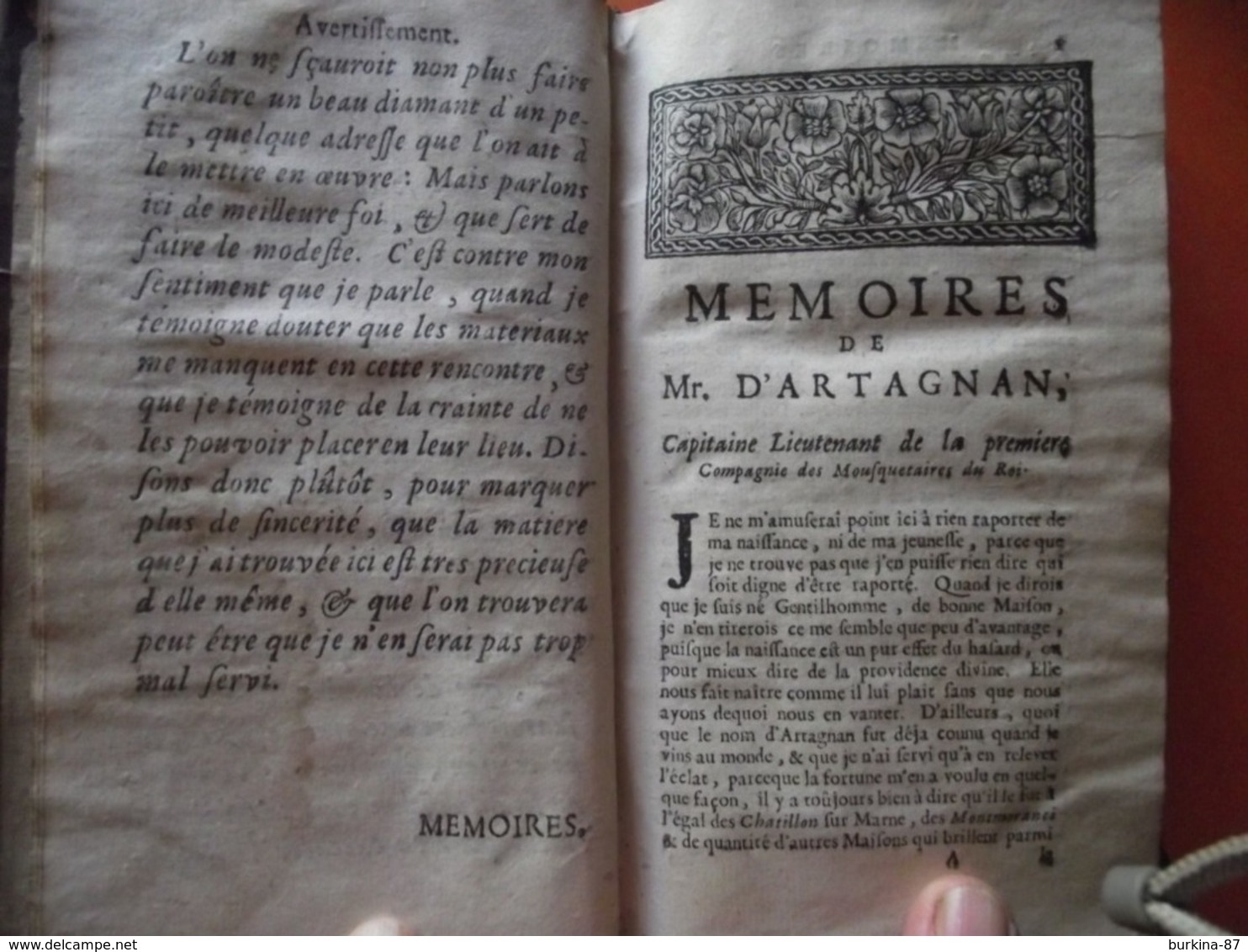 LES MÉMOIRES de D'ARTAGNAN,  1700, 2 tomes , livres rares