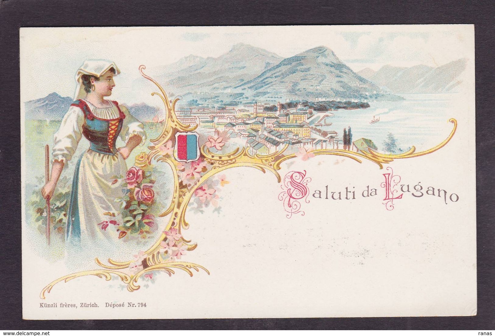 CPA Suisse Helvétia Schweiz Svizzera Non Circulé Litho Gruss Tessin Lugano - Lugano