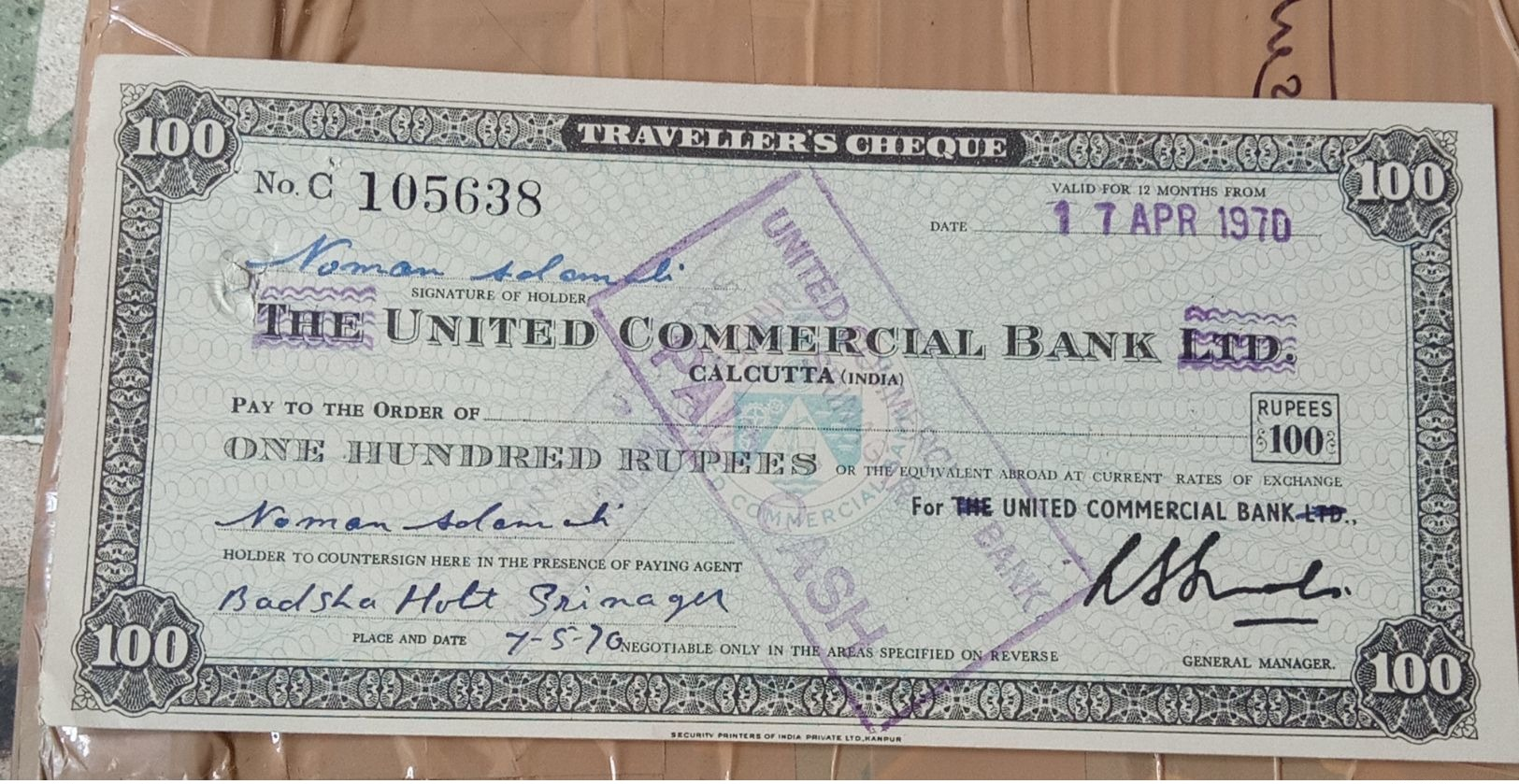 C)...Traveller Cheque..India Inde ..(used) - Schecks  Und Reiseschecks