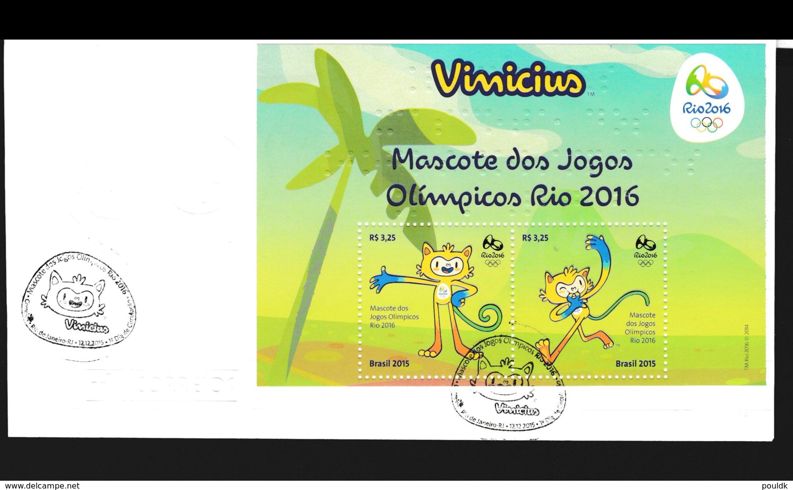 Brazil FDC 2016 Rio De Janeiro Olympic Games Souvenir Sheet With Mascots (NB**LAR7-5) - Sommer 2016: Rio De Janeiro