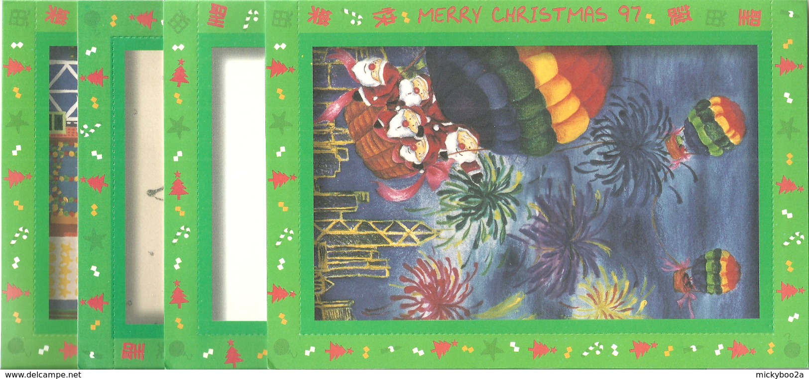 HONG KONG 1997 CHRISTMAS CHILDREN'S ART PAINTINGS PRE PAID STATIONERY 12 MNH - Entiers Postaux