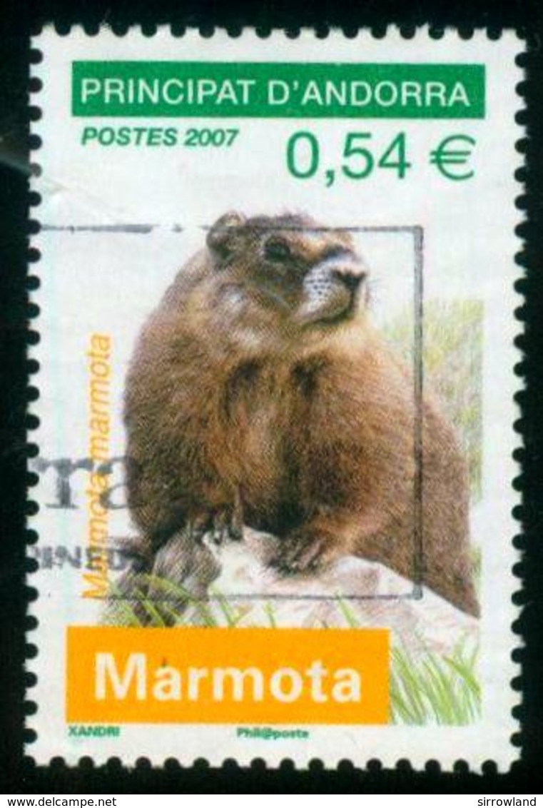 Andorra Franz. Post  2007  Naturschutz . Murmeltier  (1 Gest. )  Mi: 655 (1 EUR) - Oblitérés