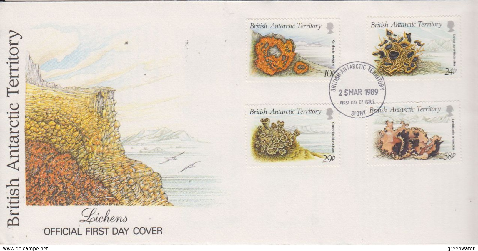 British Antarctic Territory (BAT) 1989 Lichens 4v FDC (BA152) - FDC