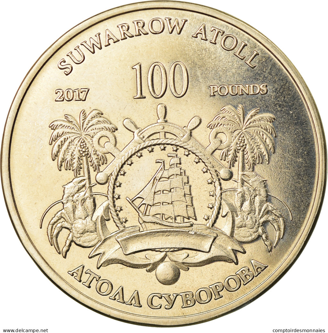 Monnaie, Îles Cook, 100 Pounds, 2017, Franklin Mint, Suwarrow - Bataille De - Cookinseln