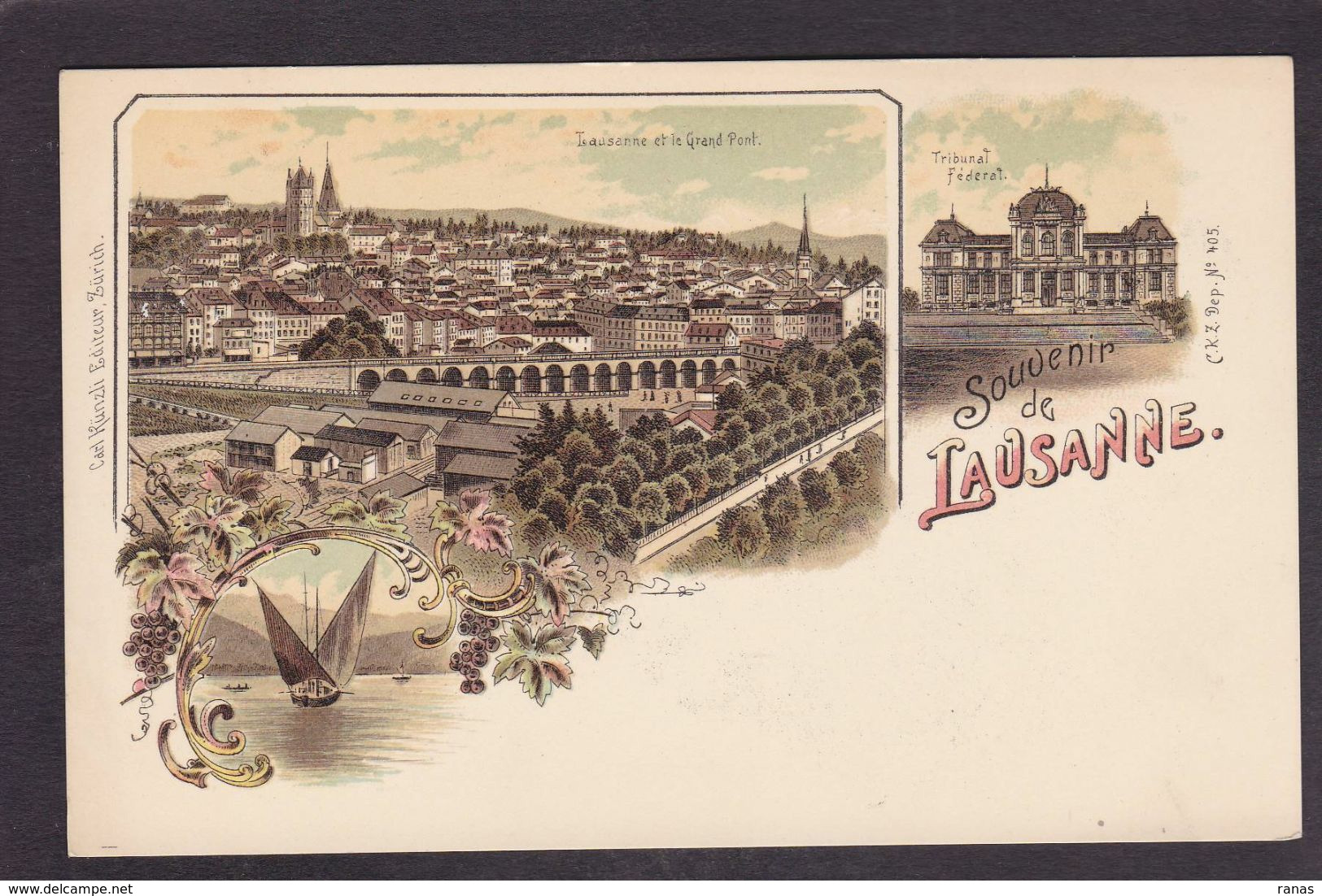 CPA Suisse Helvétia Schweiz Svizzera Non Circulé Litho Gruss Canton De Vaud Lausanne - Lausanne