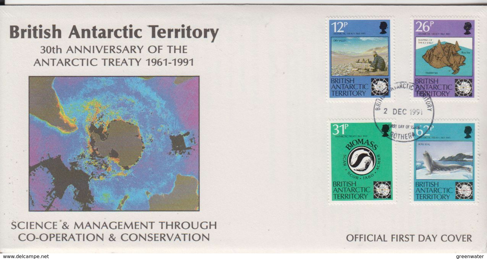 British Antarctic Territory (BAT) 1991 30th Anniversary Antarctic Treaty  4v FDC (BA156) - FDC