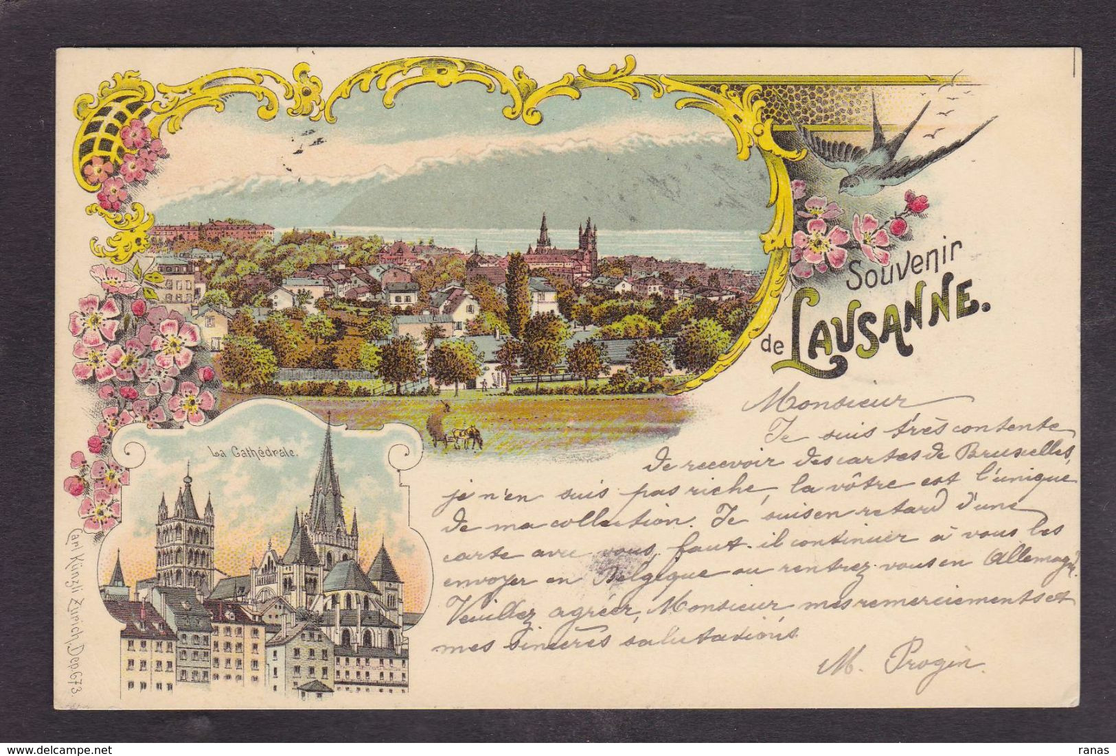 CPA Suisse Helvétia Schweiz Svizzera Circulé Litho Gruss Canton De Vaud Lausanne - Lausanne