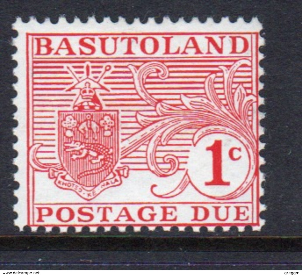 Basutoland  1964 Single One Cent  Lighty Mounted Mint Postage Due Stamp. - Postage Due