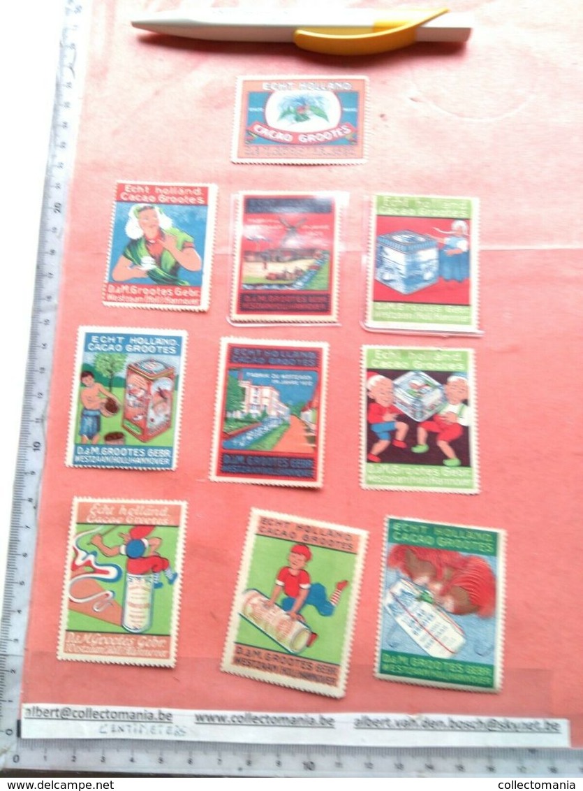 10 Poster Stamps Reklamemarken HANOVER C1905 GROOTES Cocoa Chocolate Holländ VG  Reklamemarken , Sluitzegels , Vignette - Poppen