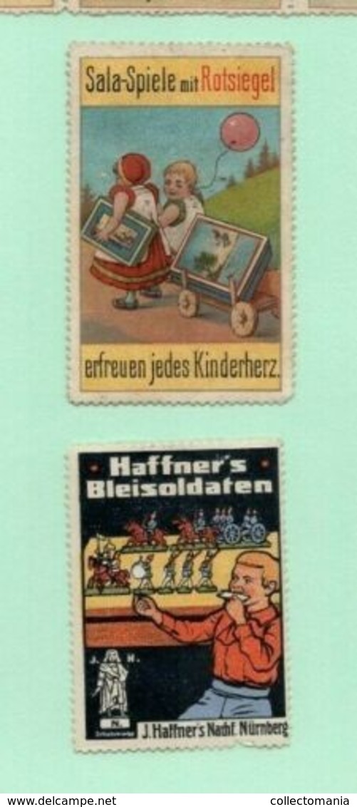 5 Poster Stamps Toys Lead Soldiers Haffner Bleisoldaten Sala-Spiele Rotsiegel Antique Toys Loden Soldaatjes  Speeldozen - Puppen