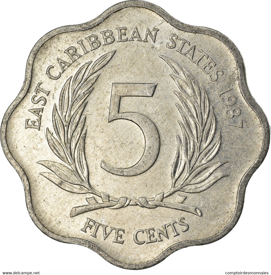 Monnaie, Etats Des Caraibes Orientales, Elizabeth II, 5 Cents, 1987, TB+ - Caraïbes Orientales (Etats Des)