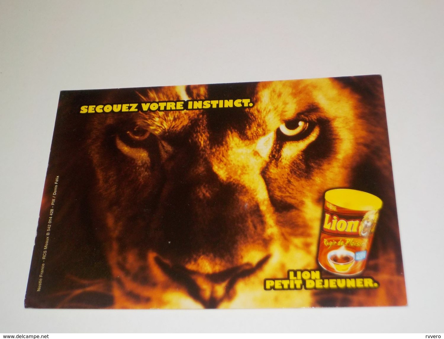 CARTE POSTALE SECOUEZ VOTRE INSTINCT PETIT DEJEUNER LE LION - Publicidad