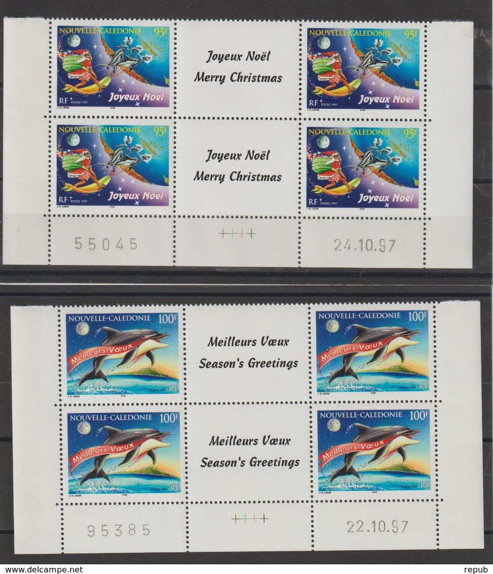 Nouvelle Calédonie 1997 Coin Daté Noel Et Nouvel An Dauphins 744-45 ** MNH - Unused Stamps