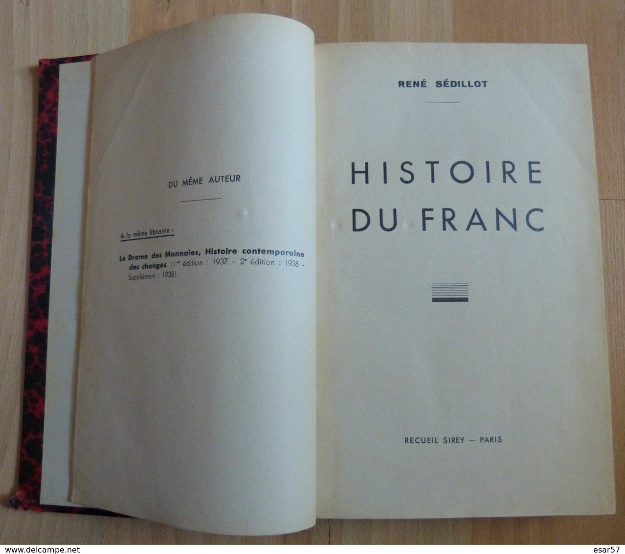 PROMO  René Sédillot Histoire Du Franc 1939 - Literatur & Software