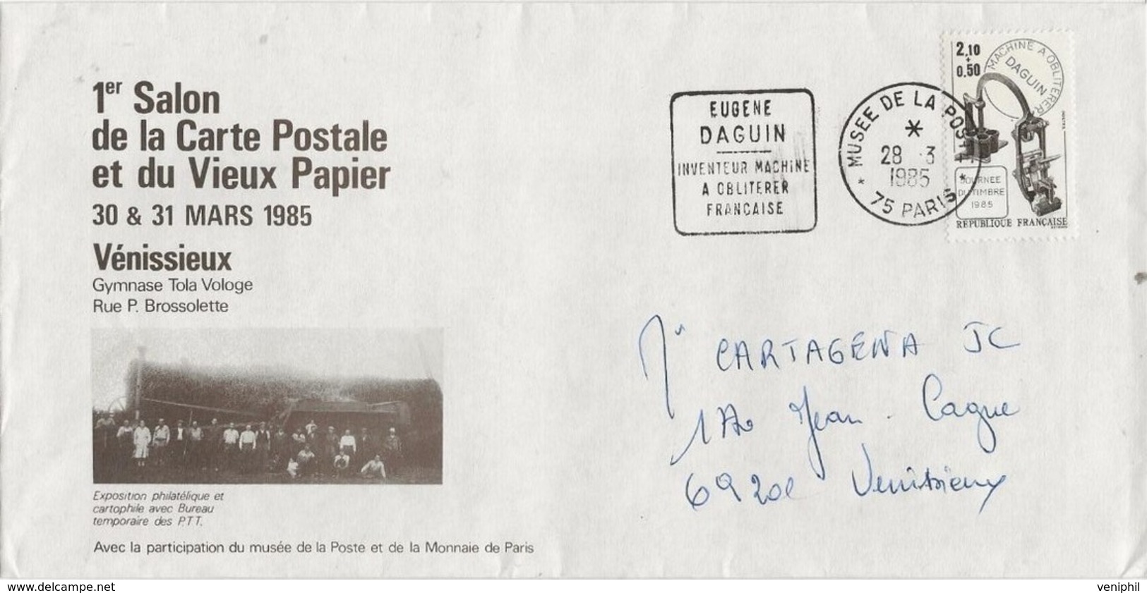 LETTRE OBLITERATION COMMEMORATIVE DAGUIN -MUSEE DE LA POSTE -PARIS 1985 - Mechanical Postmarks (Other)
