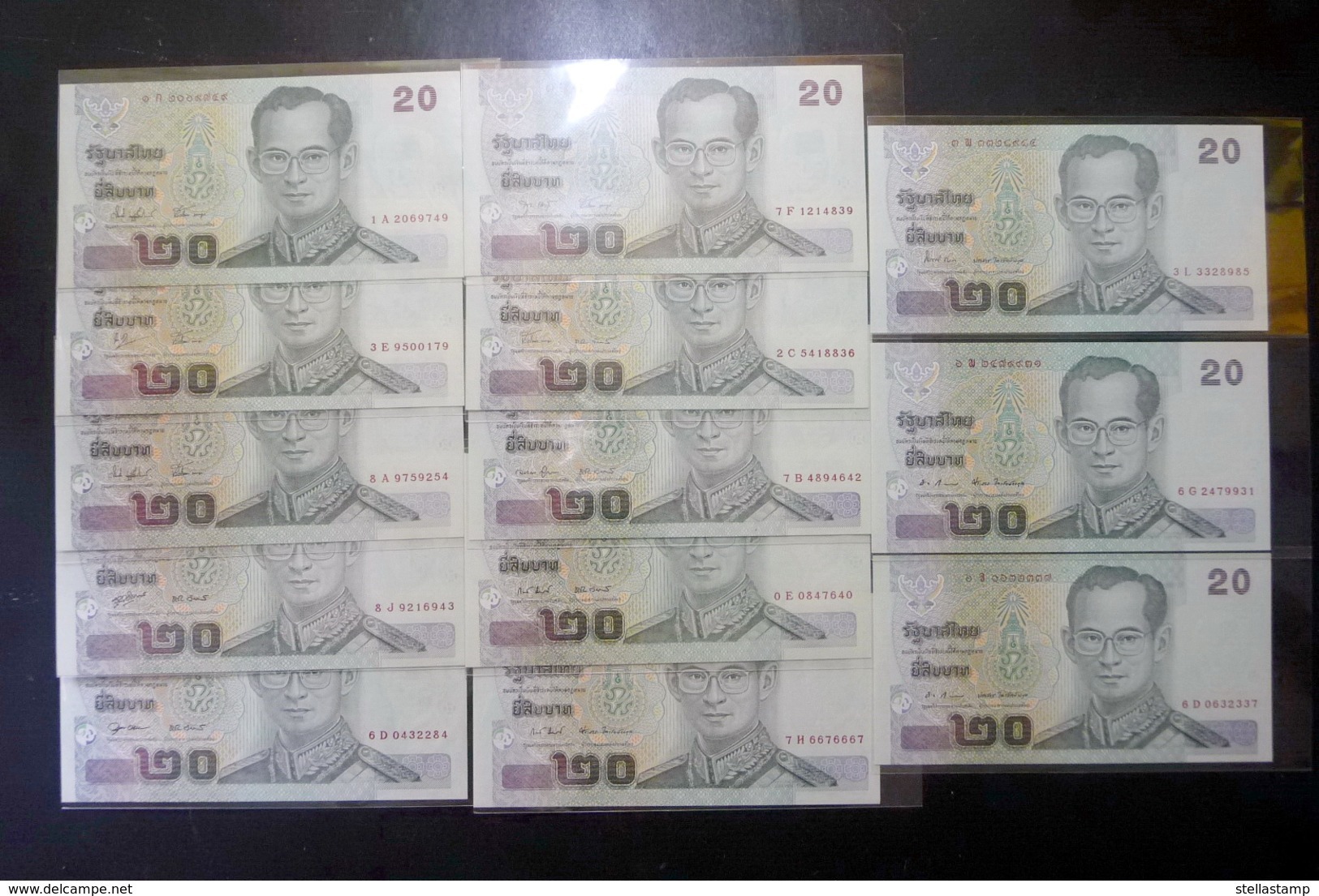 Thailand Banknote 20 Baht Series 15 P#109 Completed Set Of 13 Differences UNC - Thailand