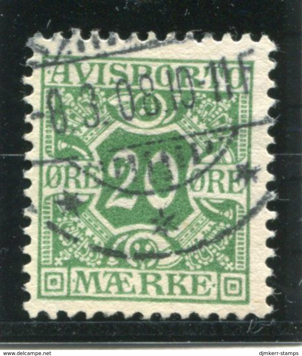 DENMARK 1907 Newspaper Stamp 20 Øre With Inverted Watermark  Used.  Michel 5X; Facit TI 5vm - Gebruikt