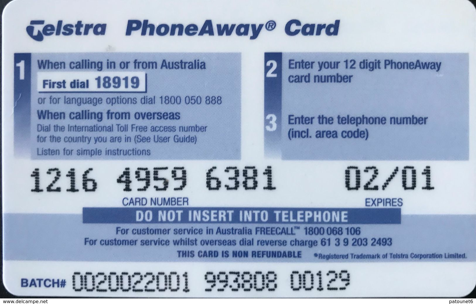 AUSTRALIE  -  Prepaid  - Telstra PhoneAway  - Taj Mahal - India -  $ 20 - Australien