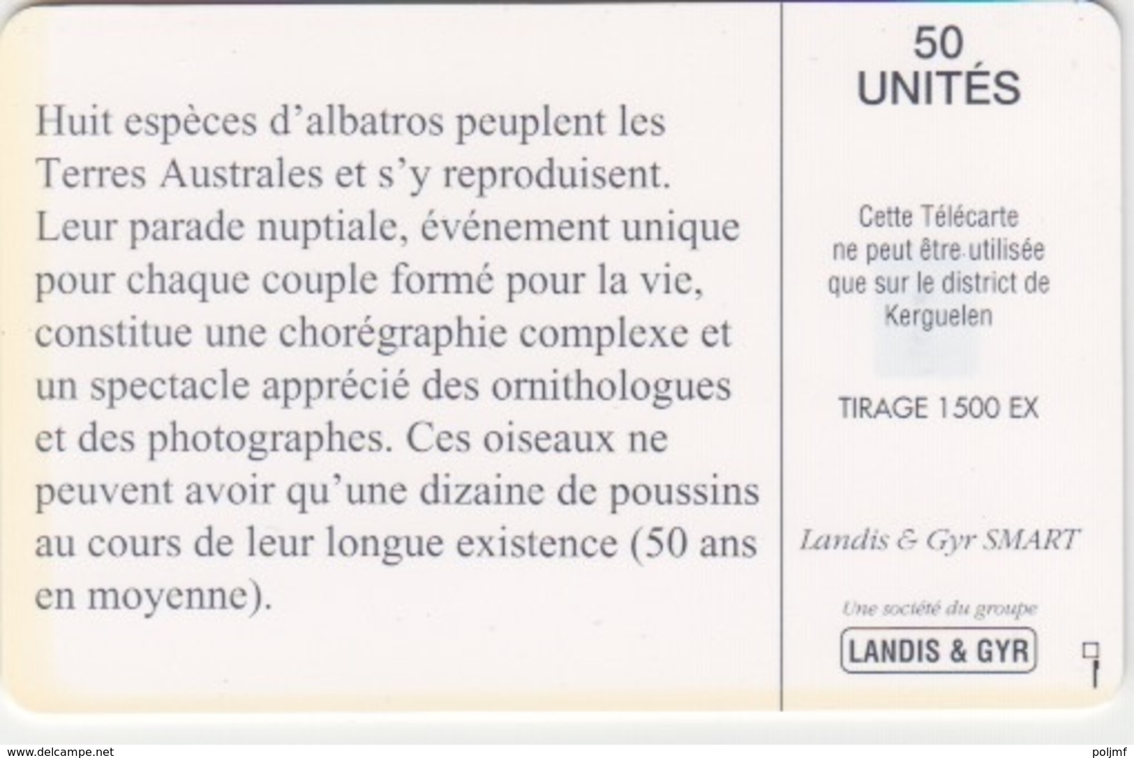 Télécarte 50U, Tirage 1500, Parade Nuptiale D'un Couple D'Albatros - TAAF - Franse Zuidpoolgewesten