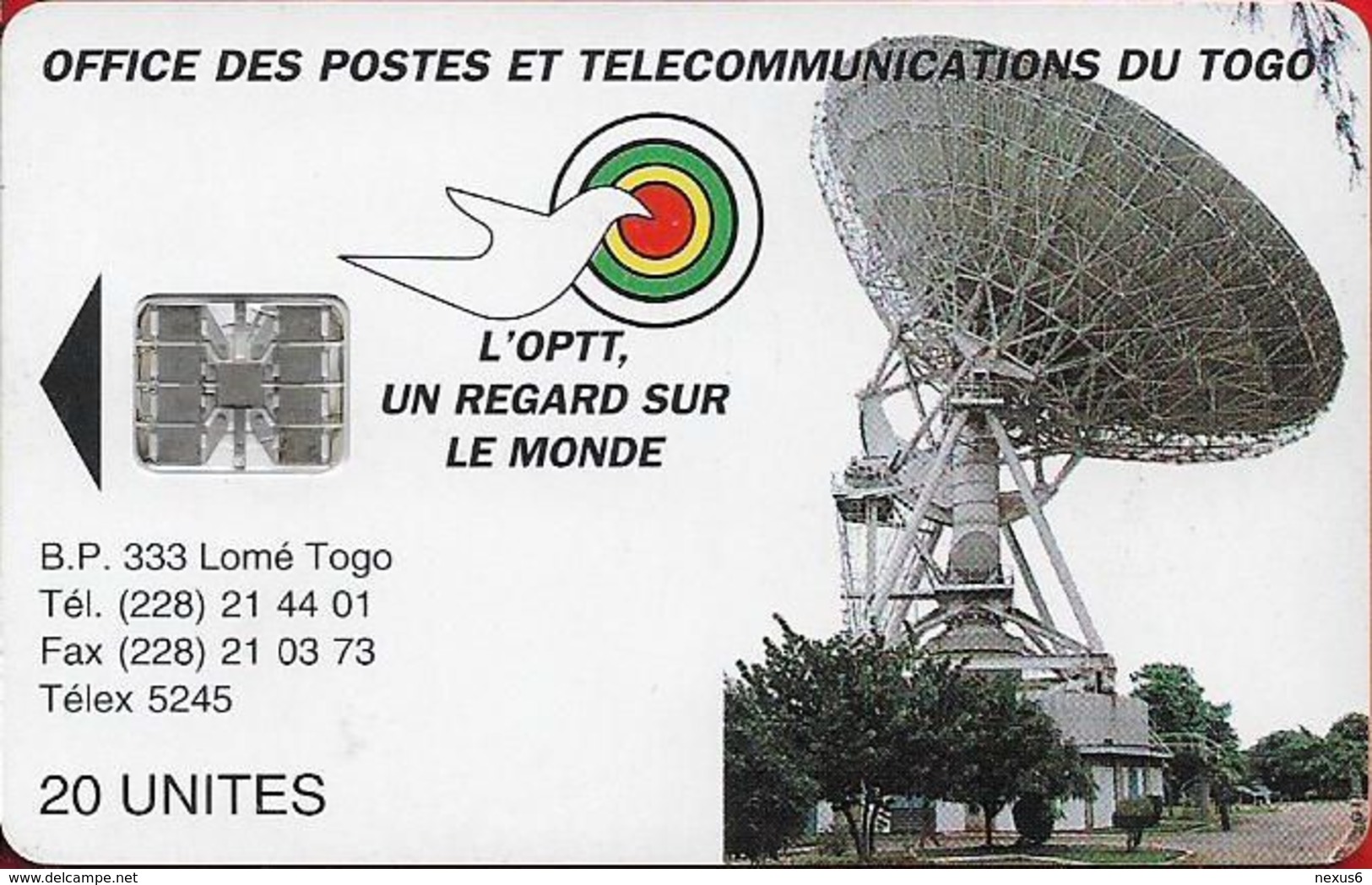 Τogo - Earth Station - SC7, Cn. 002 Red Bottom 8 Numbers, 1995, 20Units, Used - Togo