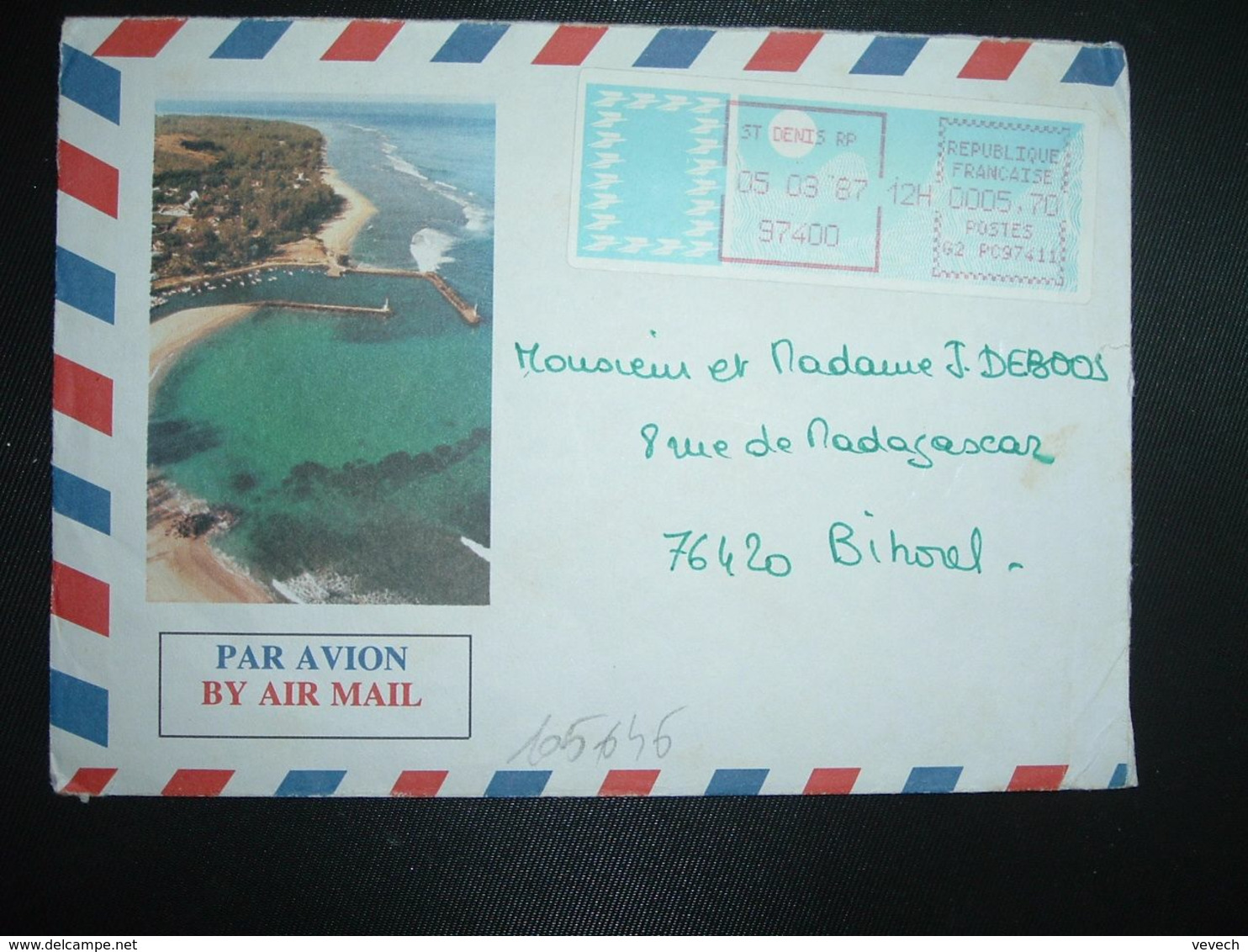 LETTRE Illustrée LA REUNION L'ILE A GRAND SPECTACLE VIGNETTE G2 à 0005,70 Du 05 03 87 ST DENIS RP 97400 - 1961-....